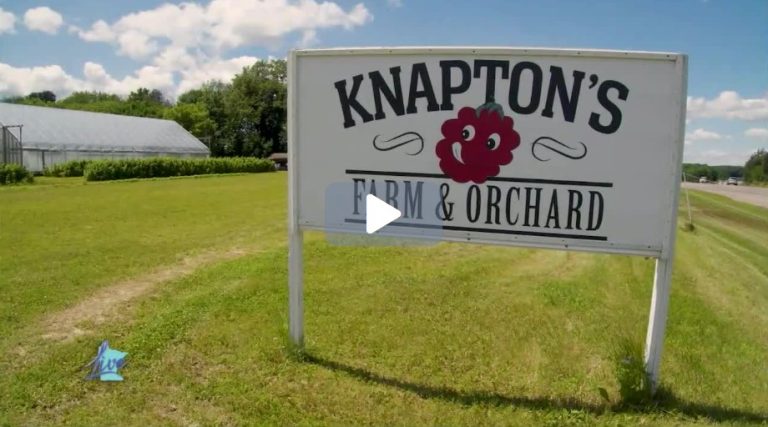 A farm sign at Knapton's Farm and Orchard.